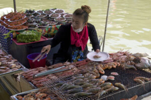 Amphawa Floating Market schwimmender Markt Nähe nahe an Bangkok südwestlich südlich von